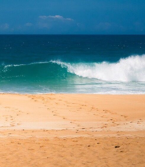 Vague qui se brise sur la plage